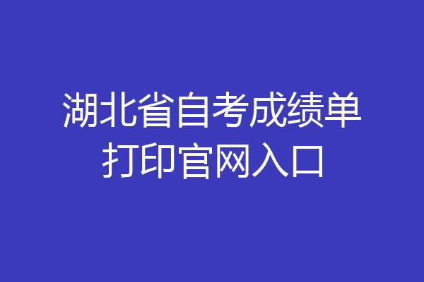湖北省自考成绩单打印官网入口