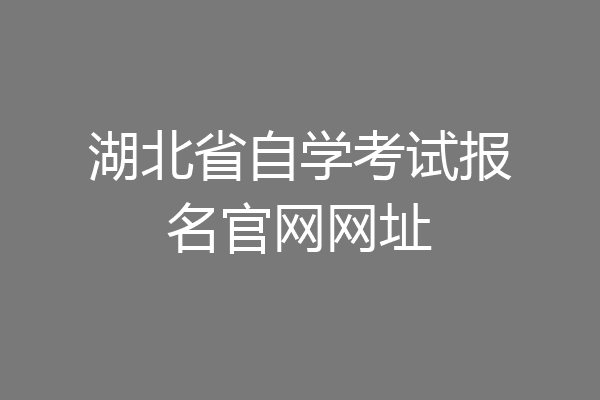 湖北省自学考试报名官网网址