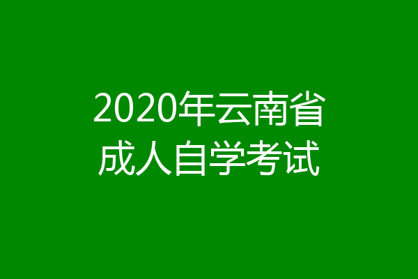 2020年云南省成人自学考试