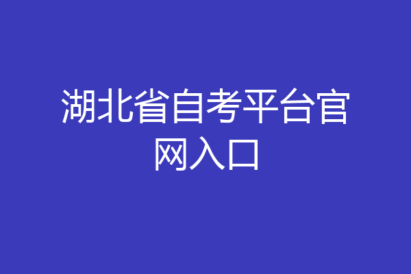 湖北省自考平台官网入口