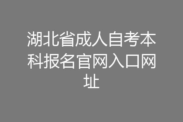 湖北省成人自考本科报名官网入口网址