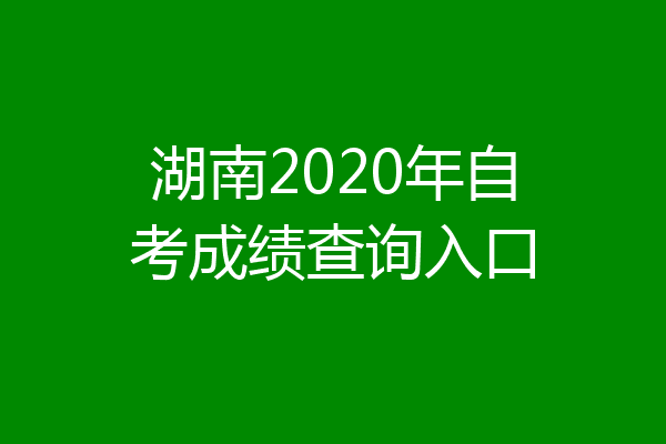 湖南2020年自考成绩查询入口