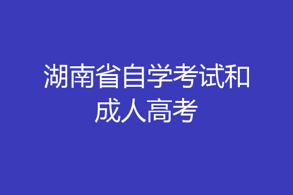 湖南省自学考试和成人高考