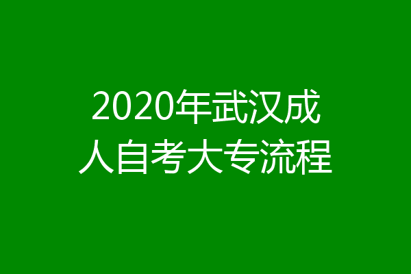2020年武汉成人自考大专流程