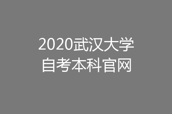 2020武汉大学自考本科官网