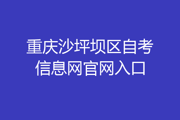 重庆沙坪坝区自考信息网官网入口