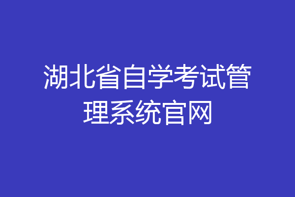 湖北省自学考试管理系统官网