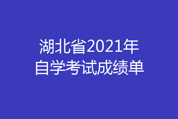 湖北省2021年自学考试成绩单