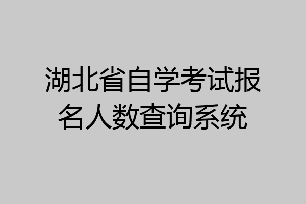 湖北省自学考试报名人数查询系统