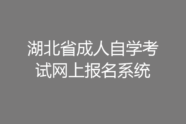 湖北省成人自学考试网上报名系统