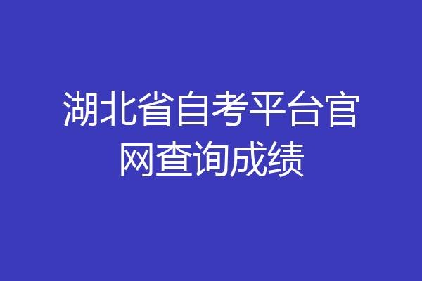 湖北省自考平台官网查询成绩