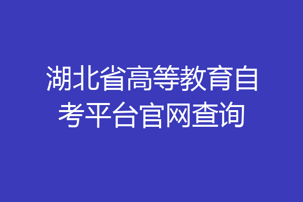 湖北省高等教育自考平台官网查询