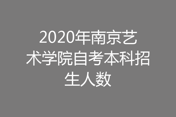 2020年南京艺术学院自考本科招生人数