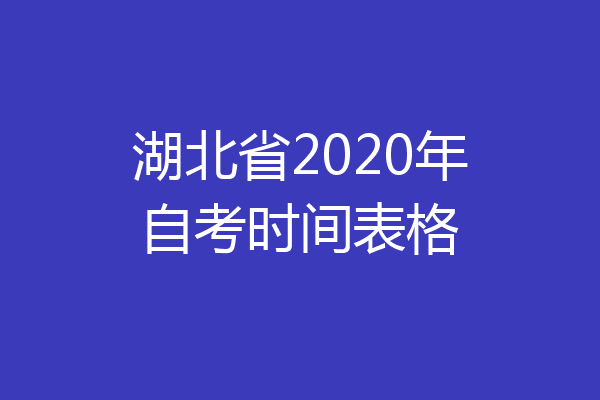 湖北省2020年自考时间表格