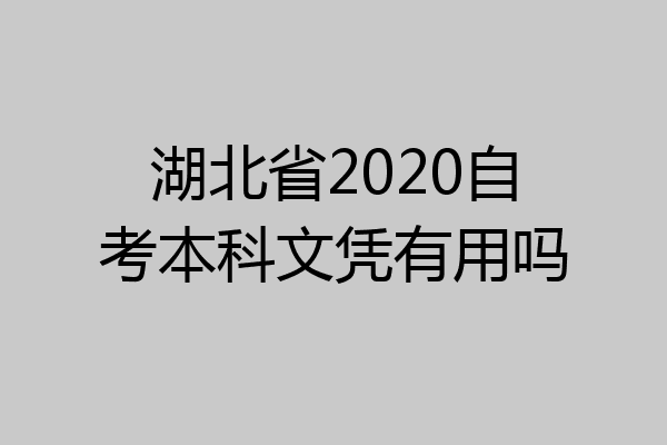湖北省2020自考本科文凭有用吗