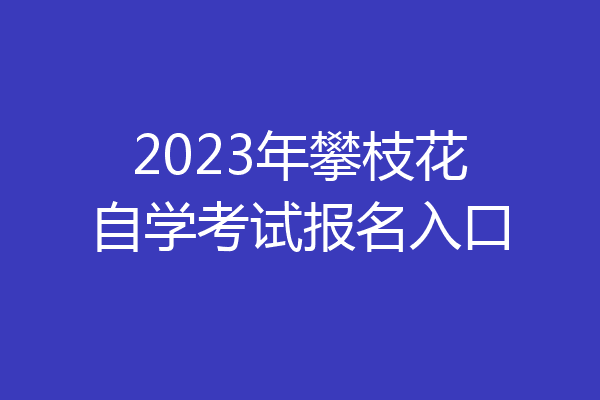 2023年攀枝花自学考试报名入口