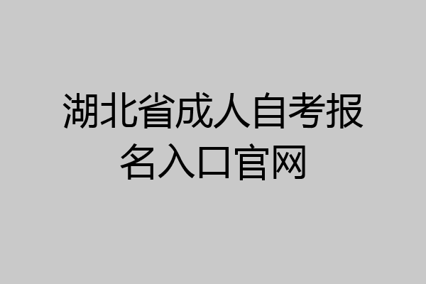 湖北省成人自考报名入口官网
