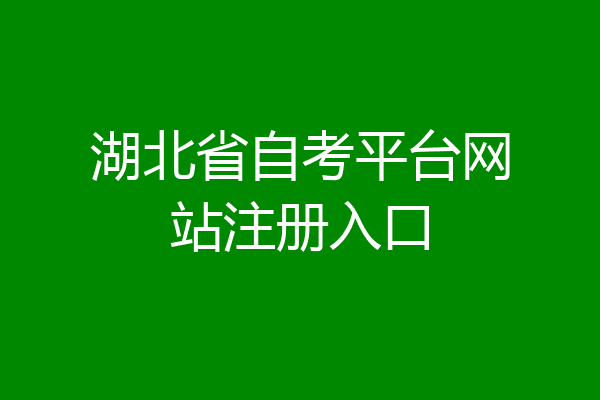 湖北省自考平台网站注册入口
