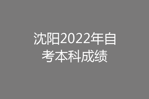 沈阳2022年自考本科成绩