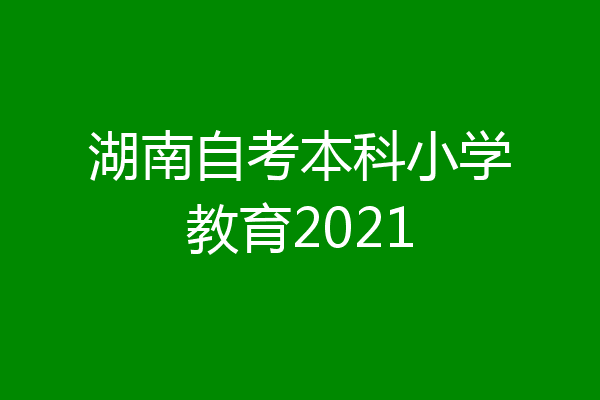 湖南自考本科小学教育2021