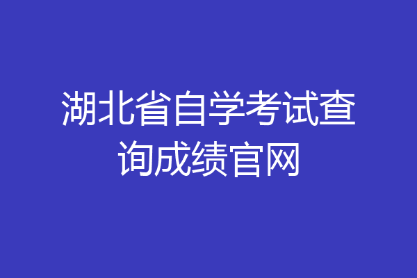 湖北省自学考试查询成绩官网