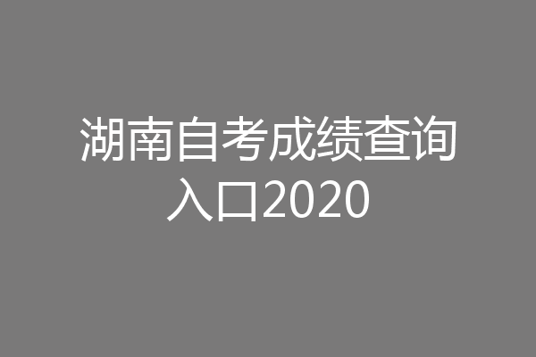 湖南自考成绩查询入口2020