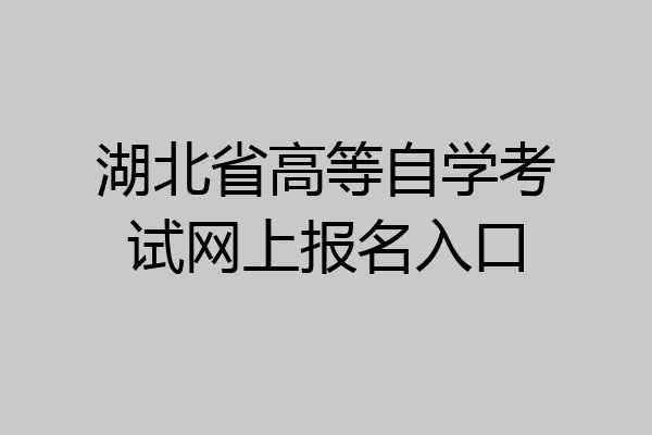 湖北省高等自学考试网上报名入口