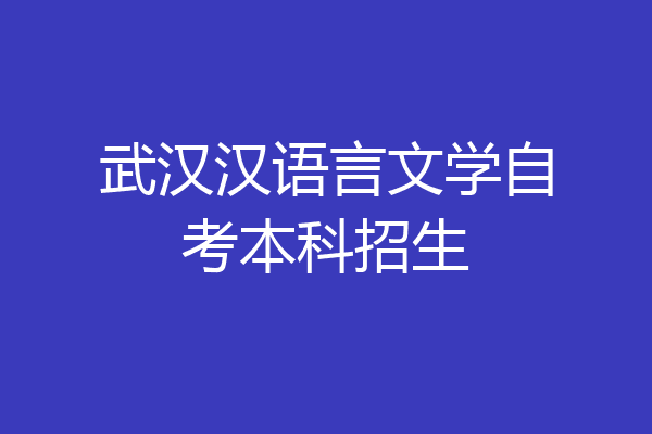 武汉汉语言文学自考本科招生
