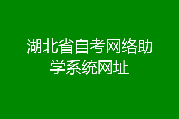 湖北省自考网络助学系统网址