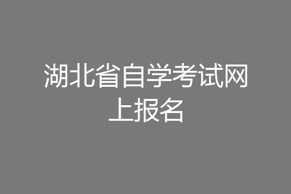 湖北省自学考试网上报名