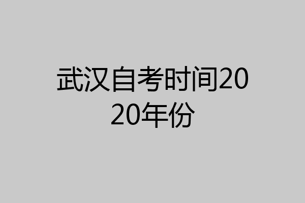 武汉自考时间2020年份