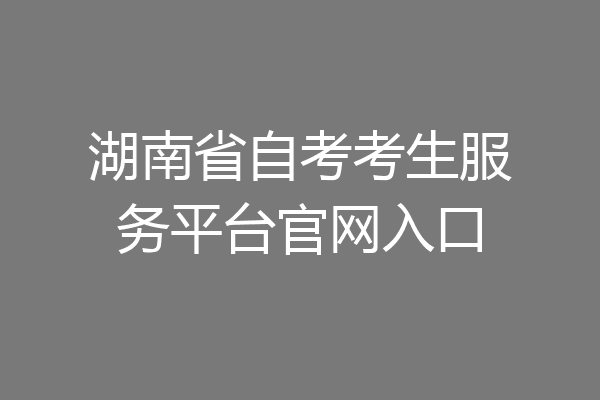 湖南省自考考生服务平台官网入口