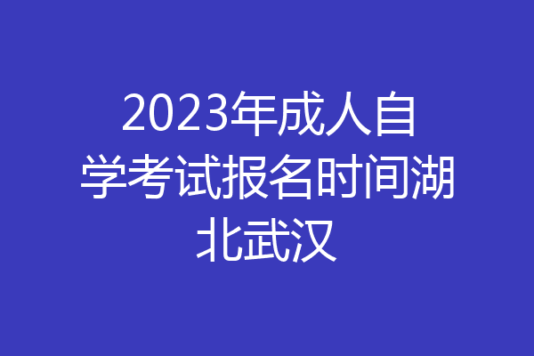 2023年成人自学考试报名时间湖北武汉