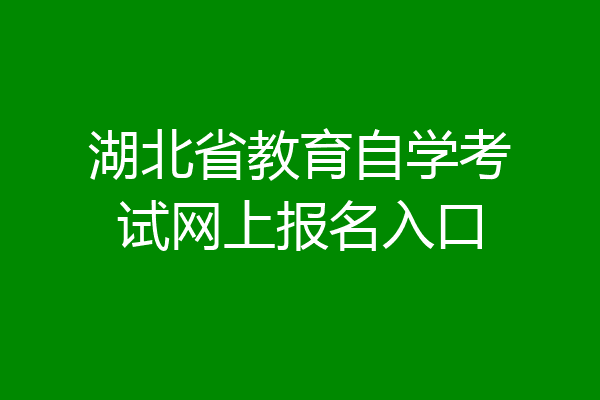 湖北省教育自学考试网上报名入口