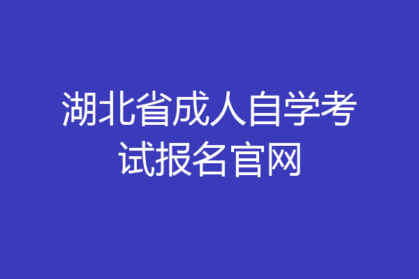 湖北省成人自学考试报名官网