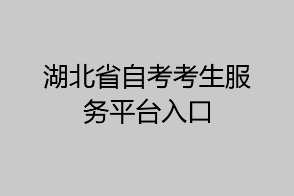 湖北省自考考生服务平台入口