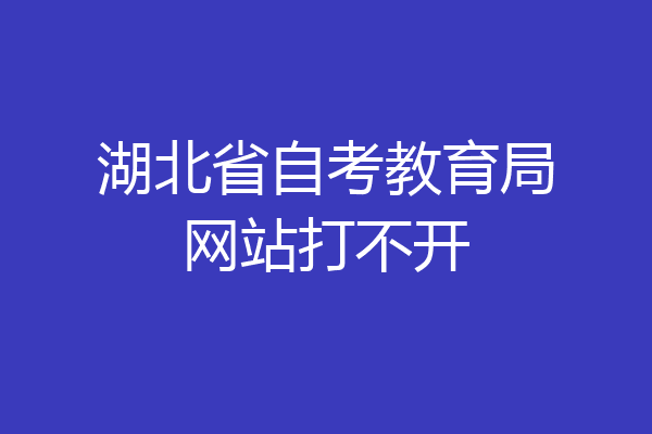 湖北省自考教育局网站打不开