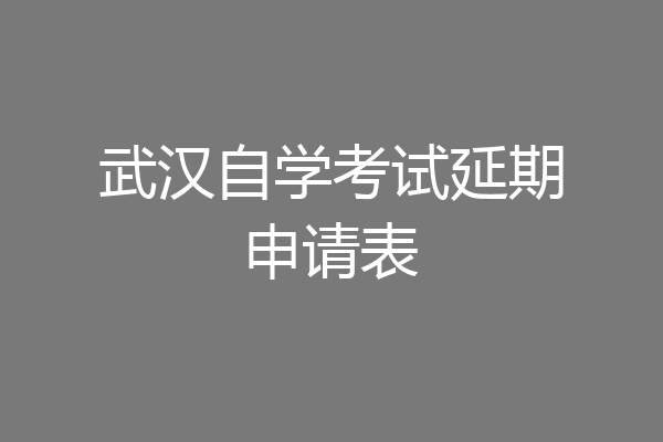 武汉自学考试延期申请表