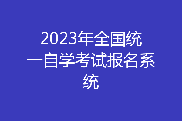 2023年全国统一自学考试报名系统