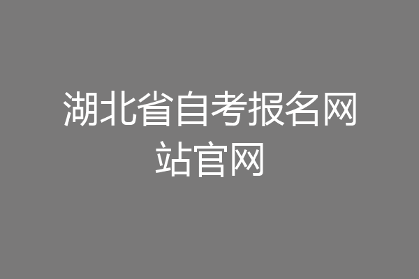 湖北省自考报名网站官网