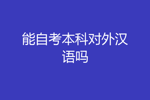 能自考本科对外汉语吗