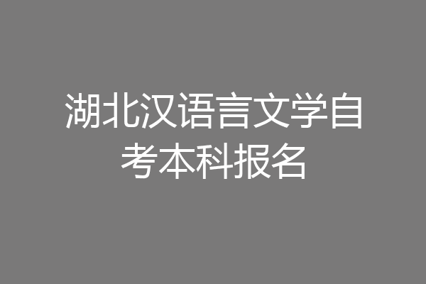 湖北汉语言文学自考本科报名