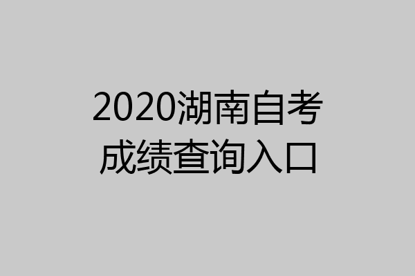2020湖南自考成绩查询入口