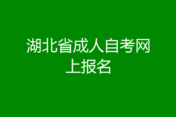 湖北省成人自考网上报名