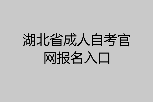 湖北省成人自考官网报名入口