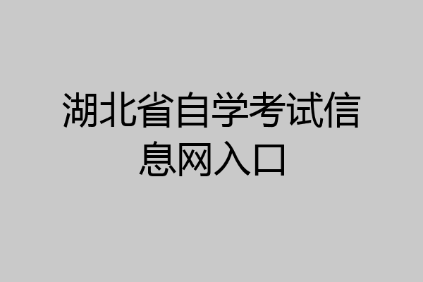 湖北省自学考试信息网入口