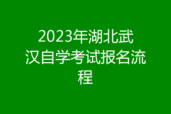 2023年湖北武汉自学考试报名流程