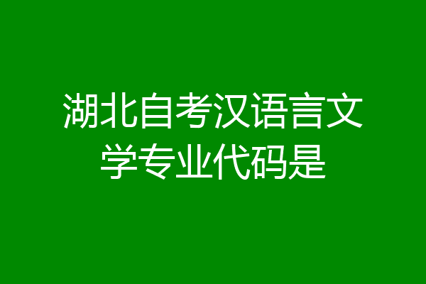 湖北自考汉语言文学专业代码是
