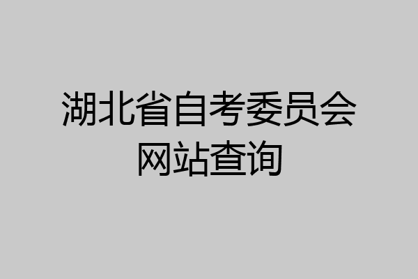 湖北省自考委员会网站查询