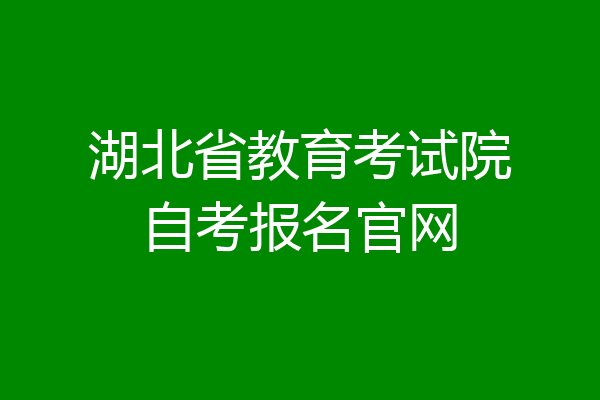 湖北省教育考试院自考报名官网